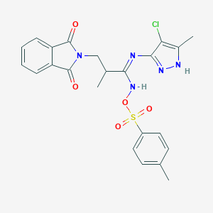 molecular formula C23H22ClN5O5S B051987 N-[3-(4-Chloro-3-methyl-1H-pyrazol-5-ylamino)-2-methyl-3-[(4-methylphenylsulfonyl)oxyimino]propyl]phthalimide CAS No. 121629-10-5