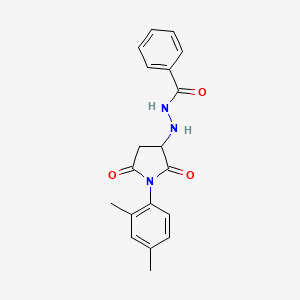 molecular formula C19H19N3O3 B5199102 N'-[1-(2,4-dimethylphenyl)-2,5-dioxopyrrolidin-3-yl]benzohydrazide 