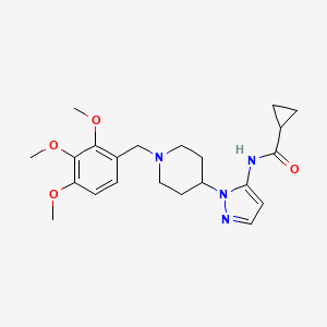 molecular formula C22H30N4O4 B5199239 N-{1-[1-(2,3,4-trimethoxybenzyl)-4-piperidinyl]-1H-pyrazol-5-yl}cyclopropanecarboxamide 