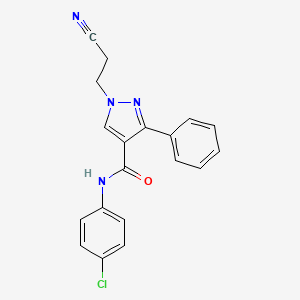 molecular formula C19H15ClN4O B5199544 N-(4-chlorophenyl)-1-(2-cyanoethyl)-3-phenylpyrazole-4-carboxamide 