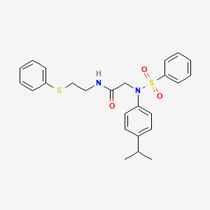 molecular formula C25H28N2O3S2 B5199748 N~2~-(4-isopropylphenyl)-N~2~-(phenylsulfonyl)-N~1~-[2-(phenylthio)ethyl]glycinamide 