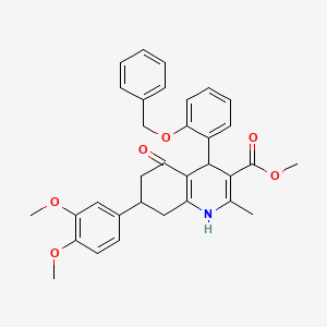 molecular formula C33H33NO6 B5199769 Methyl 4-[2-(benzyloxy)phenyl]-7-(3,4-dimethoxyphenyl)-2-methyl-5-oxo-1,4,5,6,7,8-hexahydroquinoline-3-carboxylate 