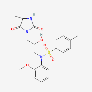 molecular formula C22H27N3O6S B5200053 N-[3-(4,4-dimethyl-2,5-dioxo-1-imidazolidinyl)-2-hydroxypropyl]-N-(2-methoxyphenyl)-4-methylbenzenesulfonamide 