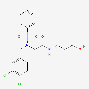 molecular formula C18H20Cl2N2O4S B5200578 N~2~-(3,4-dichlorobenzyl)-N-(3-hydroxypropyl)-N~2~-(phenylsulfonyl)glycinamide 