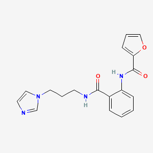molecular formula C18H18N4O3 B5200643 N-(2-{[3-(1H-imidazol-1-yl)propyl]carbamoyl}phenyl)furan-2-carboxamide 