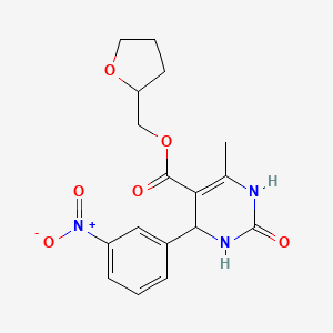 molecular formula C17H19N3O6 B5200746 Tetrahydrofuran-2-ylmethyl 6-methyl-4-(3-nitrophenyl)-2-oxo-1,2,3,4-tetrahydropyrimidine-5-carboxylate 