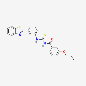 molecular formula C25H23N3O2S2 B5200894 N-{[3-(1,3-benzothiazol-2-yl)phenyl]carbamothioyl}-3-butoxybenzamide 