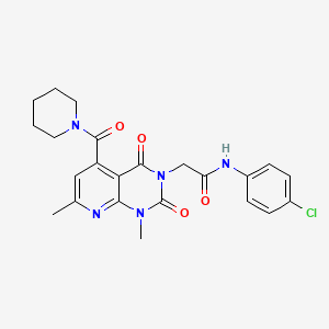 molecular formula C23H24ClN5O4 B5201106 N-(4-CHLOROPHENYL)-2-[1,7-DIMETHYL-2,4-DIOXO-5-(PIPERIDINE-1-CARBONYL)-1H,2H,3H,4H-PYRIDO[2,3-D]PYRIMIDIN-3-YL]ACETAMIDE 