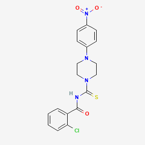 molecular formula C18H17ClN4O3S B5201392 2-chloro-N-{[4-(4-nitrophenyl)piperazin-1-yl]carbonothioyl}benzamide 