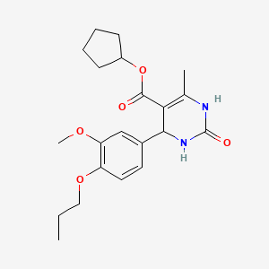 molecular formula C21H28N2O5 B5201562 Cyclopentyl 4-(3-methoxy-4-propoxyphenyl)-6-methyl-2-oxo-1,2,3,4-tetrahydropyrimidine-5-carboxylate 