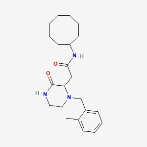 molecular formula C22H33N3O2 B5201594 N-cyclooctyl-2-[1-[(2-methylphenyl)methyl]-3-oxopiperazin-2-yl]acetamide 