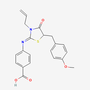 molecular formula C21H20N2O4S B5201847 4-{[(2Z)-5-[(4-METHOXYPHENYL)METHYL]-4-OXO-3-(PROP-2-EN-1-YL)-1,3-THIAZOLIDIN-2-YLIDENE]AMINO}BENZOIC ACID 