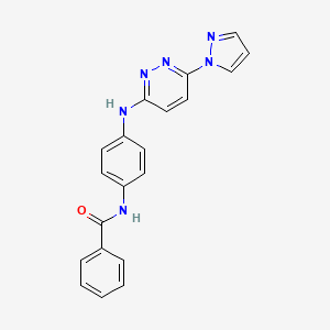 molecular formula C20H16N6O B5202020 N-(4-{[6-(1H-pyrazol-1-yl)pyridazin-3-yl]amino}phenyl)benzamide 