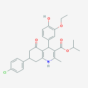 molecular formula C28H30ClNO5 B5202799 Propan-2-yl 7-(4-chlorophenyl)-4-(3-ethoxy-4-hydroxyphenyl)-2-methyl-5-oxo-1,4,5,6,7,8-hexahydroquinoline-3-carboxylate 