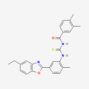 molecular formula C26H25N3O2S B5202879 N-[[5-(5-ethyl-1,3-benzoxazol-2-yl)-2-methylphenyl]carbamothioyl]-3,4-dimethylbenzamide 