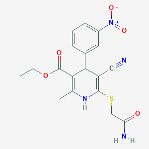 molecular formula C18H18N4O5S B5203294 Ethyl 6-[(2-amino-2-oxoethyl)sulfanyl]-5-cyano-2-methyl-4-(3-nitrophenyl)-1,4-dihydropyridine-3-carboxylate 