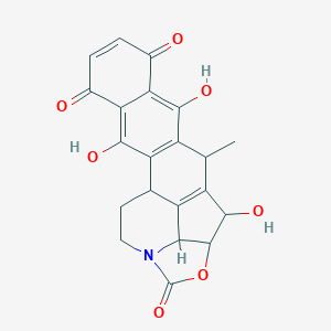 molecular formula C21H17NO7 B052034 4,11,22-Trihydroxy-2-methyl-18-oxa-16-azahexacyclo[17.2.1.03,12.05,10.013,21.016,20]docosa-1(21),3(12),4,7,10-pentaene-6,9,17-trione CAS No. 115267-96-4