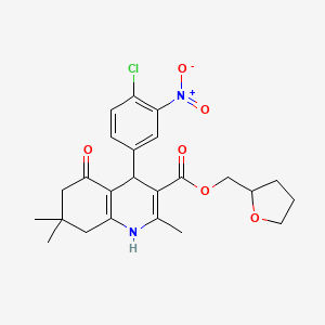 molecular formula C24H27ClN2O6 B5203422 Tetrahydrofuran-2-ylmethyl 4-(4-chloro-3-nitrophenyl)-2,7,7-trimethyl-5-oxo-1,4,5,6,7,8-hexahydroquinoline-3-carboxylate 