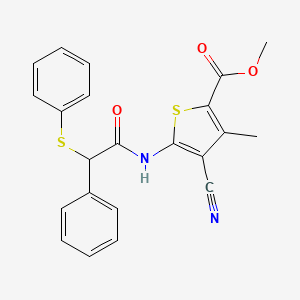 molecular formula C22H18N2O3S2 B5203737 Methyl 4-cyano-3-methyl-5-{[phenyl(phenylsulfanyl)acetyl]amino}thiophene-2-carboxylate 