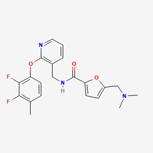 molecular formula C21H21F2N3O3 B5203773 N-{[2-(2,3-difluoro-4-methylphenoxy)-3-pyridinyl]methyl}-5-[(dimethylamino)methyl]-2-furamide 
