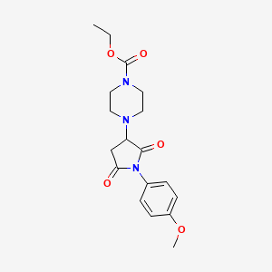 molecular formula C18H23N3O5 B5203876 Ethyl 4-[1-(4-methoxyphenyl)-2,5-dioxopyrrolidin-3-yl]piperazine-1-carboxylate 