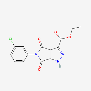 molecular formula C14H12ClN3O4 B5203880 ETHYL 5-(3-CHLOROPHENYL)-4,6-DIOXO-1H,3AH,4H,5H,6H,6AH-PYRROLO[3,4-C]PYRAZOLE-3-CARBOXYLATE 