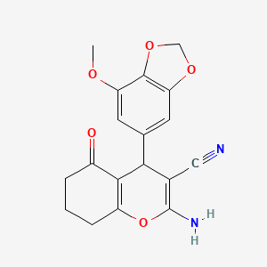 2-amino-4-(7-methoxy-1,3-benzodioxol-5-yl)-5-oxo-5,6,7,8-tetrahydro-4H-chromene-3-carbonitrile