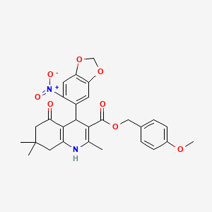 4-methoxybenzyl 2,7,7-trimethyl-4-(6-nitro-1,3-benzodioxol-5-yl)-5-oxo-1,4,5,6,7,8-hexahydro-3-quinolinecarboxylate