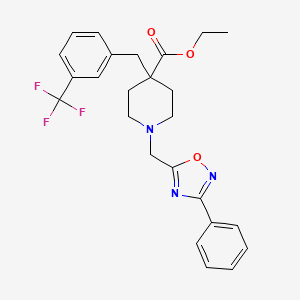ethyl 1-[(3-phenyl-1,2,4-oxadiazol-5-yl)methyl]-4-[3-(trifluoromethyl)benzyl]-4-piperidinecarboxylate