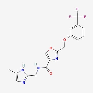 molecular formula C17H15F3N4O3 B5204131 N-[(5-methyl-1H-imidazol-2-yl)methyl]-2-[[3-(trifluoromethyl)phenoxy]methyl]-1,3-oxazole-4-carboxamide 