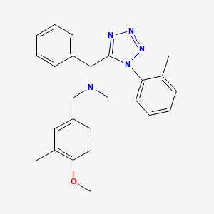 molecular formula C25H27N5O B5204163 N-[(4-methoxy-3-methylphenyl)methyl]-N-methyl-1-[1-(2-methylphenyl)tetrazol-5-yl]-1-phenylmethanamine 