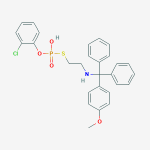 molecular formula C28H27ClNO4PS B052044 S-(N-Monomethoxytritylaminoethyl)-O-(2-chlorophenyl)phosphorothioate CAS No. 116454-97-8