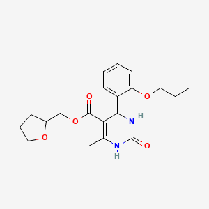 molecular formula C20H26N2O5 B5204416 Tetrahydrofuran-2-ylmethyl 6-methyl-2-oxo-4-(2-propoxyphenyl)-1,2,3,4-tetrahydropyrimidine-5-carboxylate 