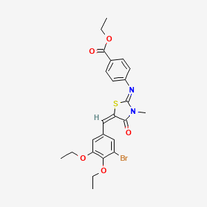 molecular formula C24H25BrN2O5S B5204528 ethyl 4-[[(5E)-5-[(3-bromo-4,5-diethoxyphenyl)methylidene]-3-methyl-4-oxo-1,3-thiazolidin-2-ylidene]amino]benzoate 