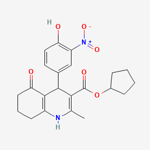 molecular formula C22H24N2O6 B5204559 Cyclopentyl 4-(4-hydroxy-3-nitrophenyl)-2-methyl-5-oxo-1,4,5,6,7,8-hexahydroquinoline-3-carboxylate 