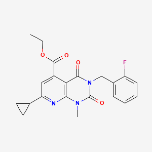 molecular formula C21H20FN3O4 B5204803 ETHYL 7-CYCLOPROPYL-3-[(2-FLUOROPHENYL)METHYL]-1-METHYL-2,4-DIOXO-1H,2H,3H,4H-PYRIDO[2,3-D]PYRIMIDINE-5-CARBOXYLATE 