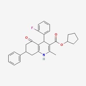 molecular formula C28H28FNO3 B5205159 cyclopentyl 4-(2-fluorophenyl)-2-methyl-5-oxo-7-phenyl-1,4,5,6,7,8-hexahydroquinoline-3-carboxylate 