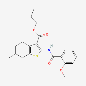 molecular formula C21H25NO4S B5205313 Propyl 2-{[(2-methoxyphenyl)carbonyl]amino}-6-methyl-4,5,6,7-tetrahydro-1-benzothiophene-3-carboxylate 