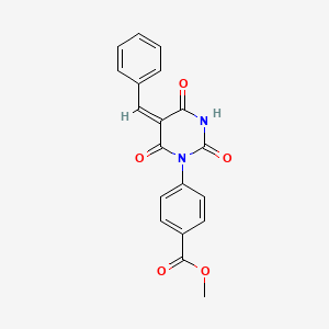molecular formula C19H14N2O5 B5205324 methyl 4-[(5E)-5-benzylidene-2,4,6-trioxo-1,3-diazinan-1-yl]benzoate 