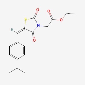molecular formula C17H19NO4S B5205332 ethyl 2-[(5E)-2,4-dioxo-5-[(4-propan-2-ylphenyl)methylidene]-1,3-thiazolidin-3-yl]acetate 