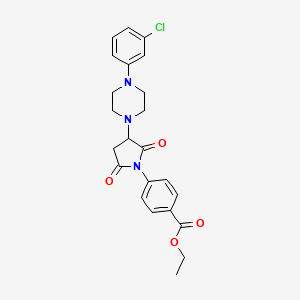 B5205567 ethyl 4-{3-[4-(3-chlorophenyl)-1-piperazinyl]-2,5-dioxo-1-pyrrolidinyl}benzoate CAS No. 5936-08-3