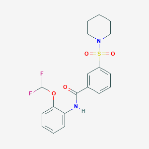 molecular formula C19H20F2N2O4S B5205808 N-[2-(DIFLUOROMETHOXY)PHENYL]-3-(PIPERIDINE-1-SULFONYL)BENZAMIDE 