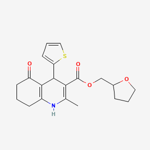 molecular formula C20H23NO4S B5206220 Tetrahydrofuran-2-ylmethyl 2-methyl-5-oxo-4-(thiophen-2-yl)-1,4,5,6,7,8-hexahydroquinoline-3-carboxylate 