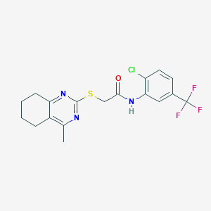 molecular formula C18H17ClF3N3OS B5206295 N-[2-chloro-5-(trifluoromethyl)phenyl]-2-[(4-methyl-5,6,7,8-tetrahydroquinazolin-2-yl)sulfanyl]acetamide 