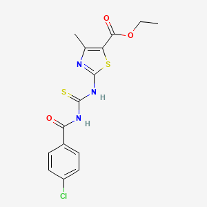 molecular formula C15H14ClN3O3S2 B5206452 Ethyl 2-({[(4-chlorophenyl)formamido]methanethioyl}amino)-4-methyl-1,3-thiazole-5-carboxylate 