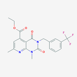 molecular formula C20H18F3N3O4 B5207177 ETHYL 1,7-DIMETHYL-2,4-DIOXO-3-{[3-(TRIFLUOROMETHYL)PHENYL]METHYL}-1H,2H,3H,4H-PYRIDO[2,3-D]PYRIMIDINE-5-CARBOXYLATE 