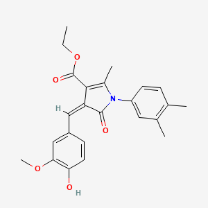 molecular formula C24H25NO5 B5207905 Ethyl (4Z)-1-(3,4-dimethylphenyl)-4-[(4-hydroxy-3-methoxyphenyl)methylidene]-2-methyl-5-oxo-4,5-dihydro-1H-pyrrole-3-carboxylate 