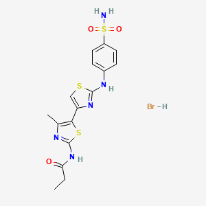 molecular formula C16H18BrN5O3S3 B5208342 N-[4-methyl-5-[2-(4-sulfamoylanilino)-1,3-thiazol-4-yl]-1,3-thiazol-2-yl]propanamide;hydrobromide 
