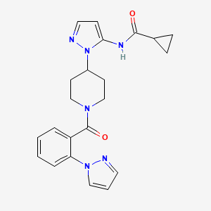 molecular formula C22H24N6O2 B5208479 N-[2-[1-(2-pyrazol-1-ylbenzoyl)piperidin-4-yl]pyrazol-3-yl]cyclopropanecarboxamide 