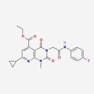 molecular formula C22H21FN4O5 B5208566 ETHYL 7-CYCLOPROPYL-3-{[(4-FLUOROPHENYL)CARBAMOYL]METHYL}-1-METHYL-2,4-DIOXO-1H,2H,3H,4H-PYRIDO[2,3-D]PYRIMIDINE-5-CARBOXYLATE 